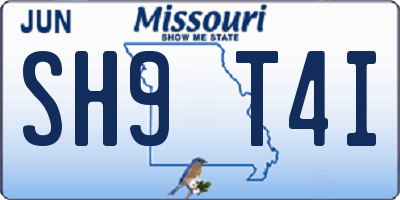 MO license plate SH9T4I