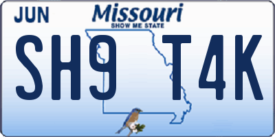 MO license plate SH9T4K