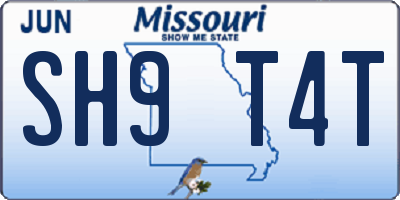 MO license plate SH9T4T