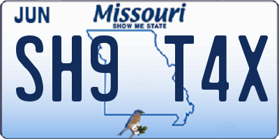 MO license plate SH9T4X