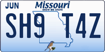MO license plate SH9T4Z