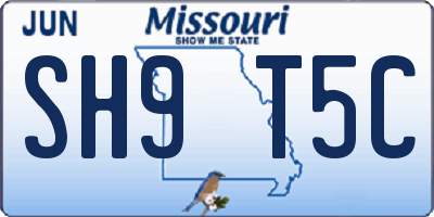 MO license plate SH9T5C
