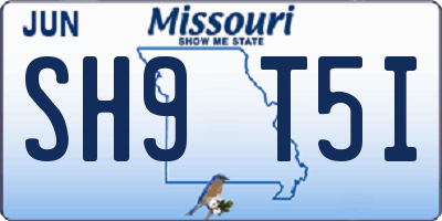 MO license plate SH9T5I