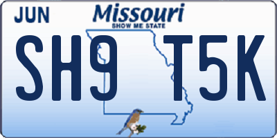MO license plate SH9T5K