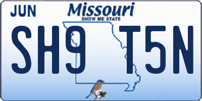 MO license plate SH9T5N