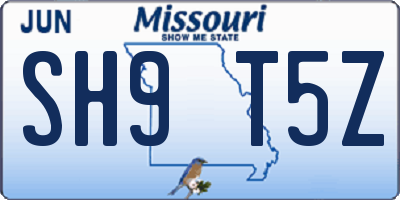 MO license plate SH9T5Z