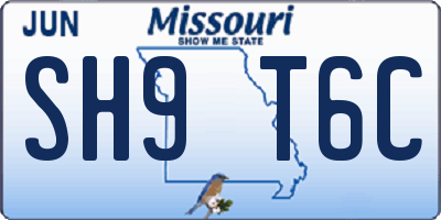 MO license plate SH9T6C