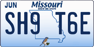 MO license plate SH9T6E