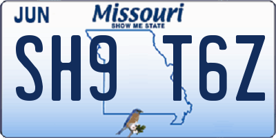 MO license plate SH9T6Z