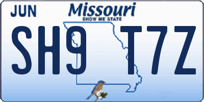 MO license plate SH9T7Z