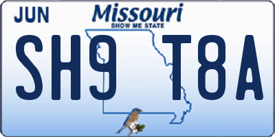 MO license plate SH9T8A