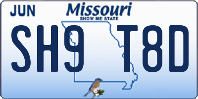 MO license plate SH9T8D
