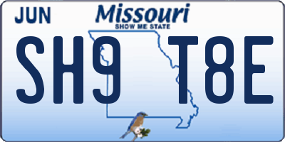 MO license plate SH9T8E