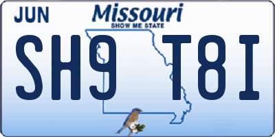 MO license plate SH9T8I