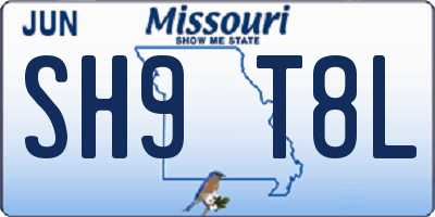 MO license plate SH9T8L