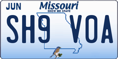 MO license plate SH9V0A