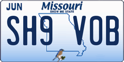 MO license plate SH9V0B