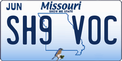 MO license plate SH9V0C