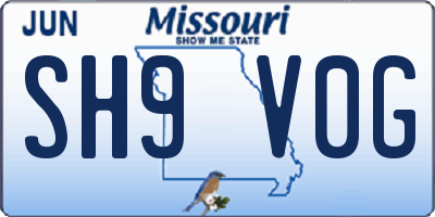 MO license plate SH9V0G