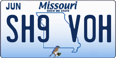 MO license plate SH9V0H