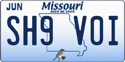MO license plate SH9V0I