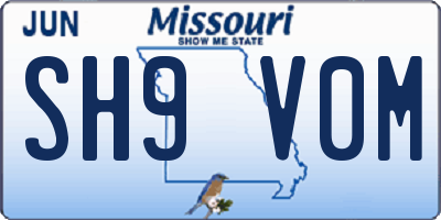 MO license plate SH9V0M