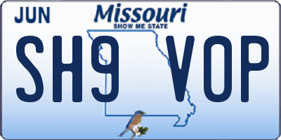 MO license plate SH9V0P