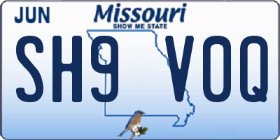 MO license plate SH9V0Q