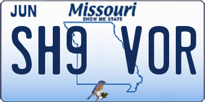 MO license plate SH9V0R