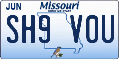 MO license plate SH9V0U
