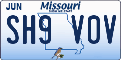 MO license plate SH9V0V