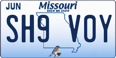 MO license plate SH9V0Y