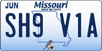MO license plate SH9V1A