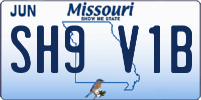 MO license plate SH9V1B