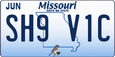 MO license plate SH9V1C