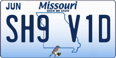 MO license plate SH9V1D