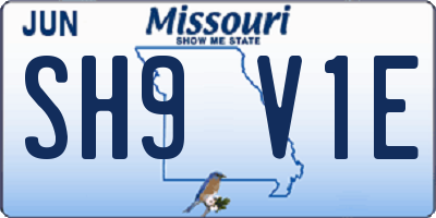 MO license plate SH9V1E