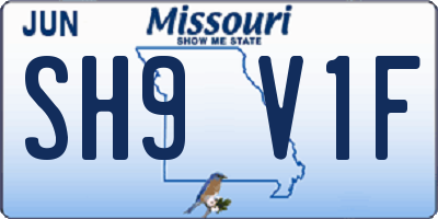 MO license plate SH9V1F