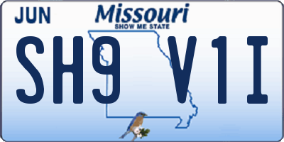 MO license plate SH9V1I