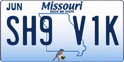 MO license plate SH9V1K