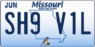 MO license plate SH9V1L