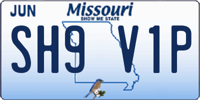 MO license plate SH9V1P