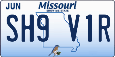 MO license plate SH9V1R