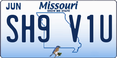 MO license plate SH9V1U