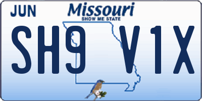 MO license plate SH9V1X