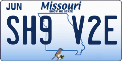 MO license plate SH9V2E