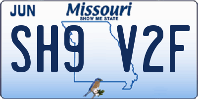 MO license plate SH9V2F