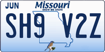 MO license plate SH9V2Z