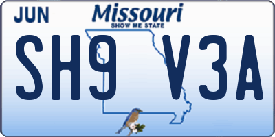 MO license plate SH9V3A