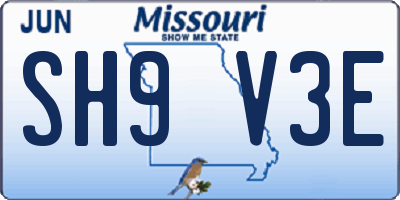 MO license plate SH9V3E